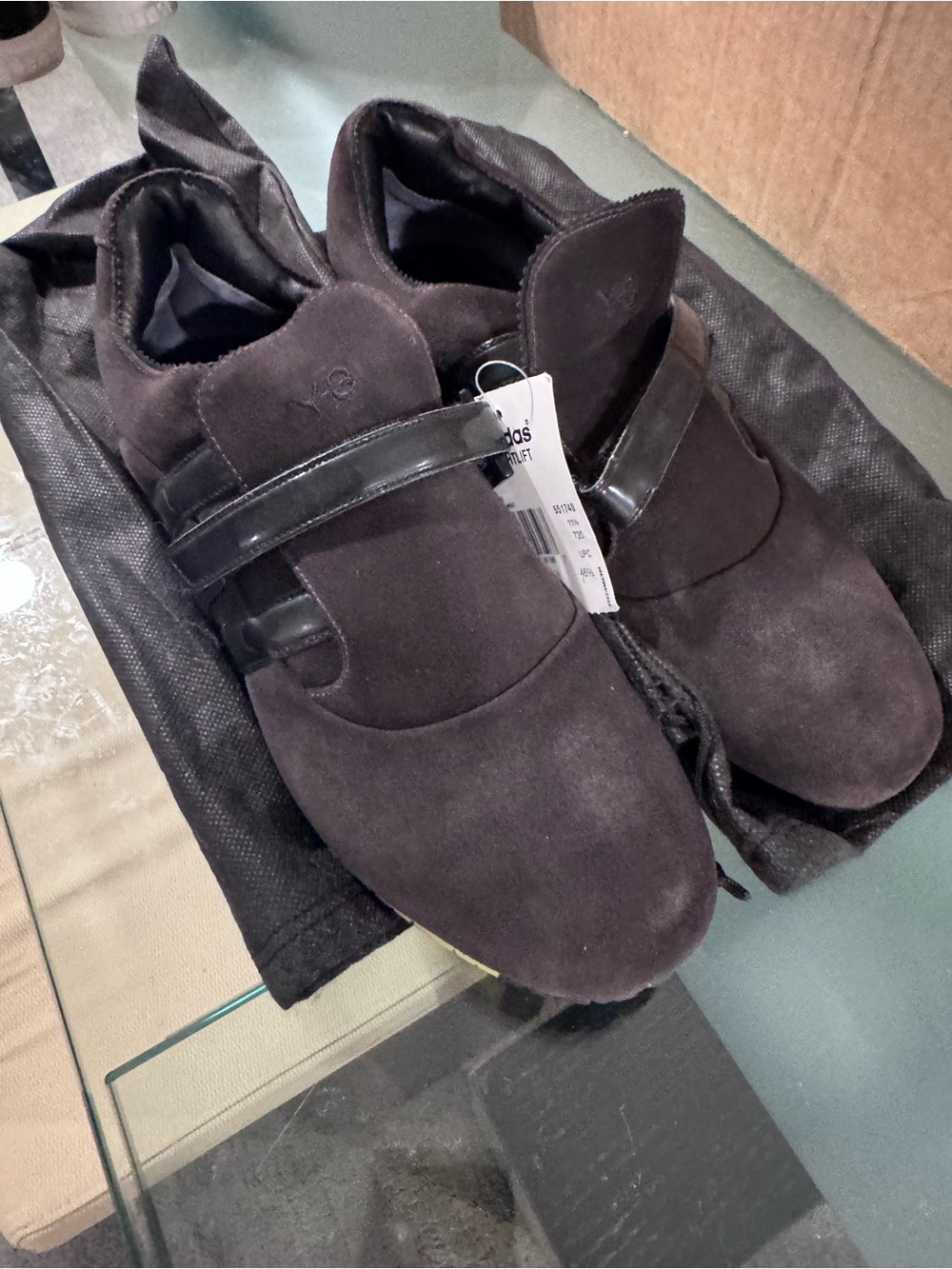 Y-3 Men's Black Suede Strap Sneakers